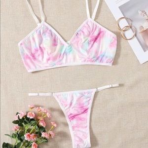 Tie Dye Thong Lingerie Set